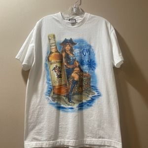 Vintage 90's Captain Morgan White Men’s Sz L Short Sleeve T-Shirt